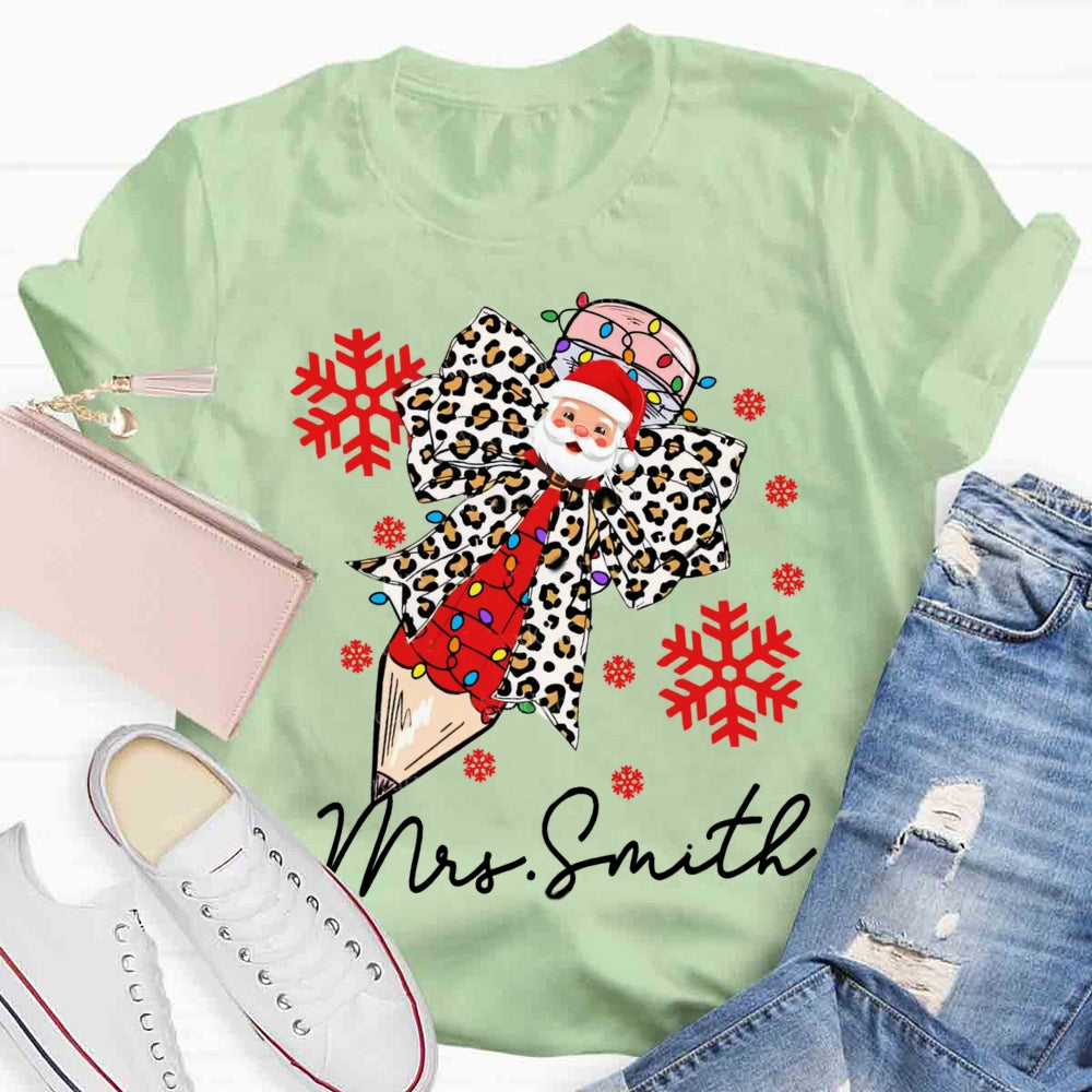 Personalized Name Christmas Pencil T-shirt