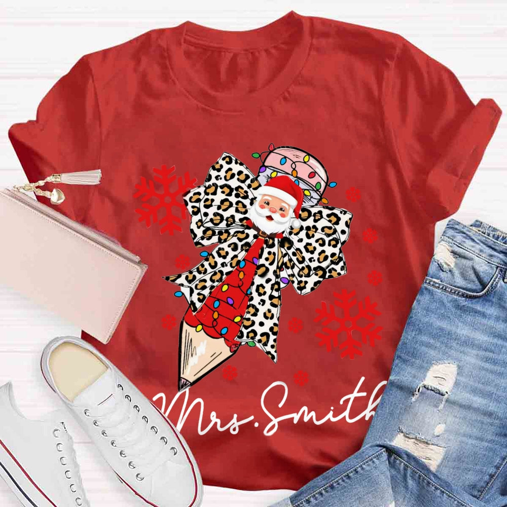 Personalized Name Christmas Pencil T-shirt