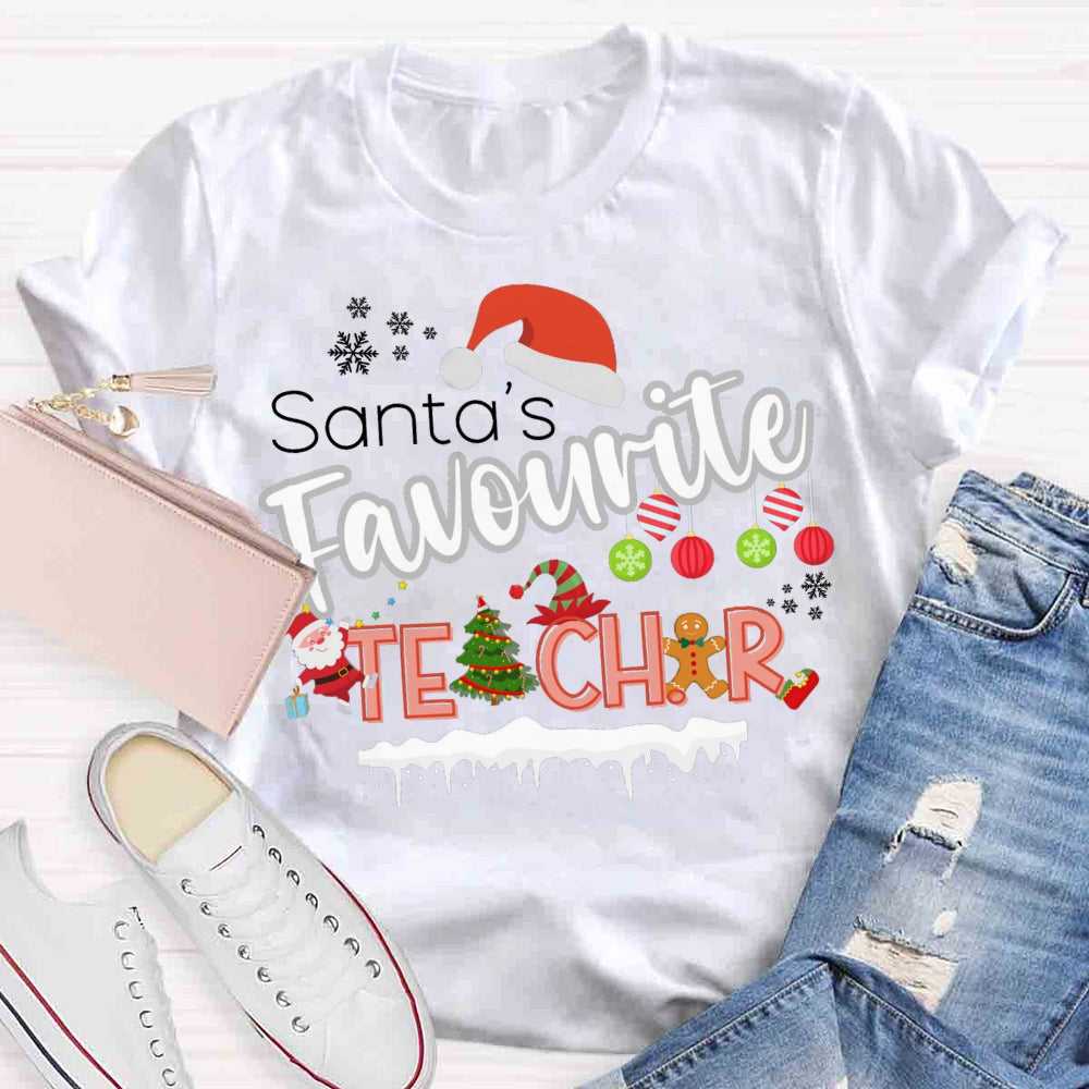 Santa's Favourite Teacher Christmas T-shirt