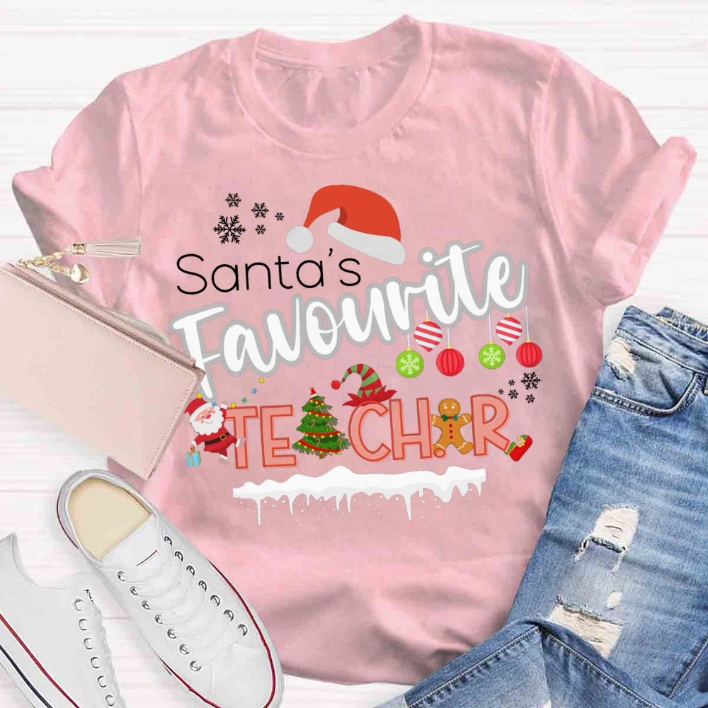 Santa's Favourite Teacher Christmas T-shirt