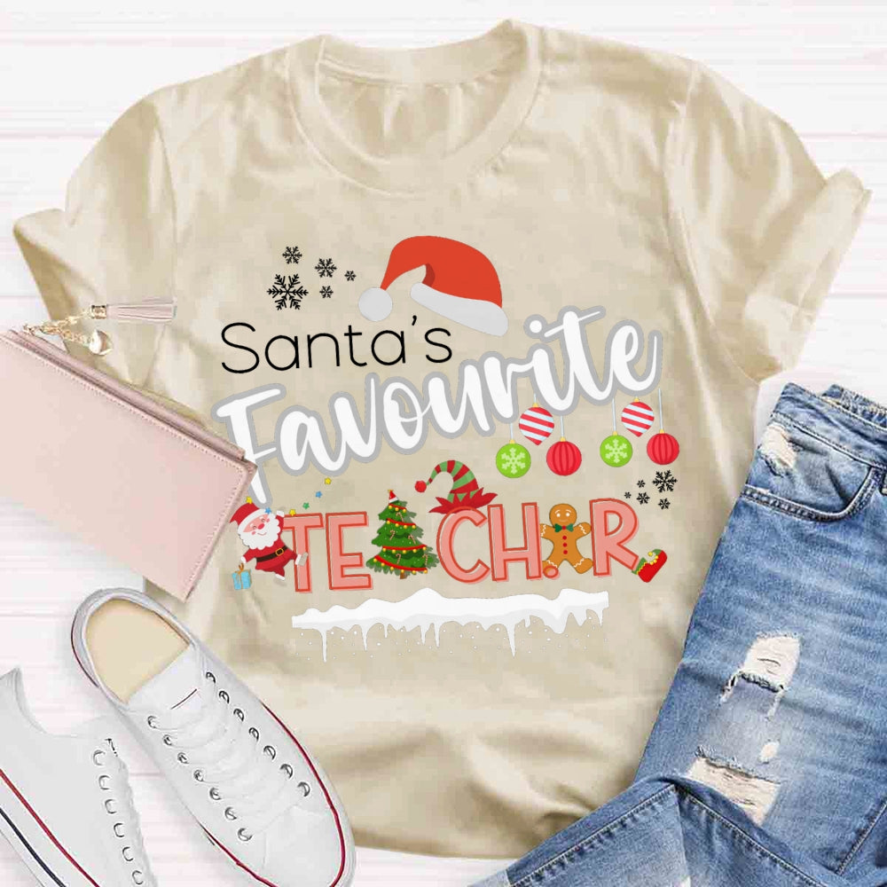 Santa's Favourite Teacher Christmas T-shirt