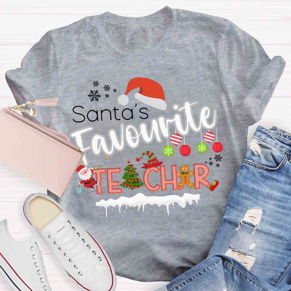 Santa's Favourite Teacher Christmas T-shirt