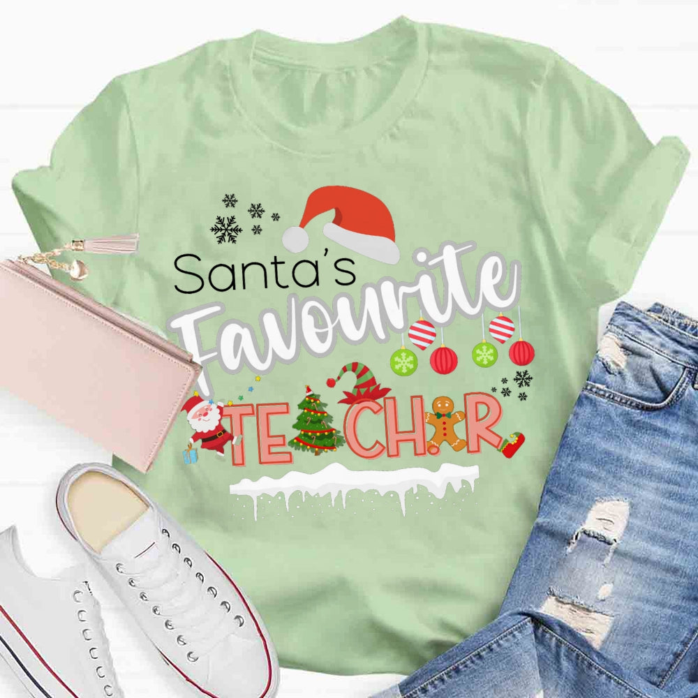 Santa's Favourite Teacher Christmas T-shirt