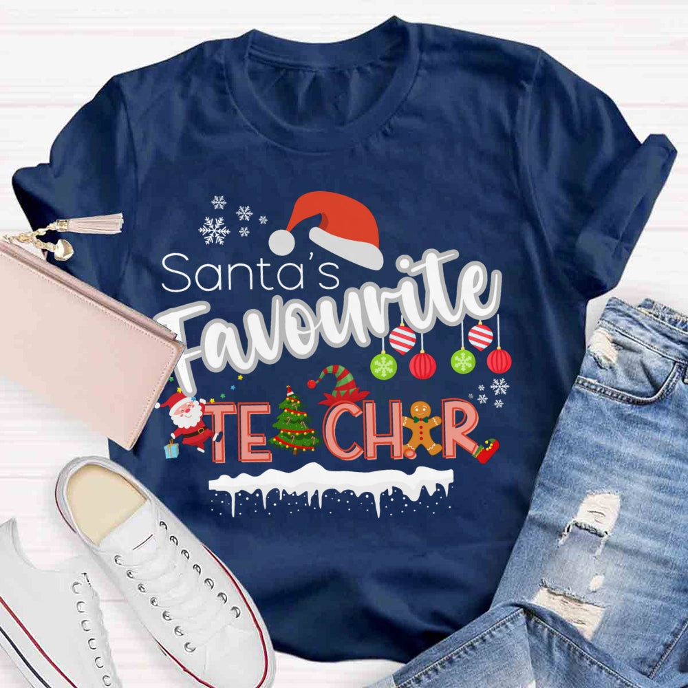 Santa's Favourite Teacher Christmas T-shirt