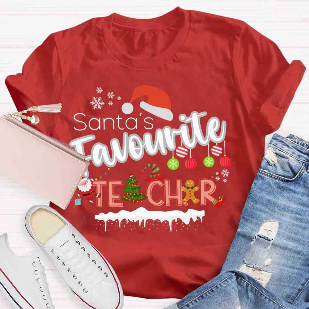 Santa's Favourite Teacher Christmas T-shirt