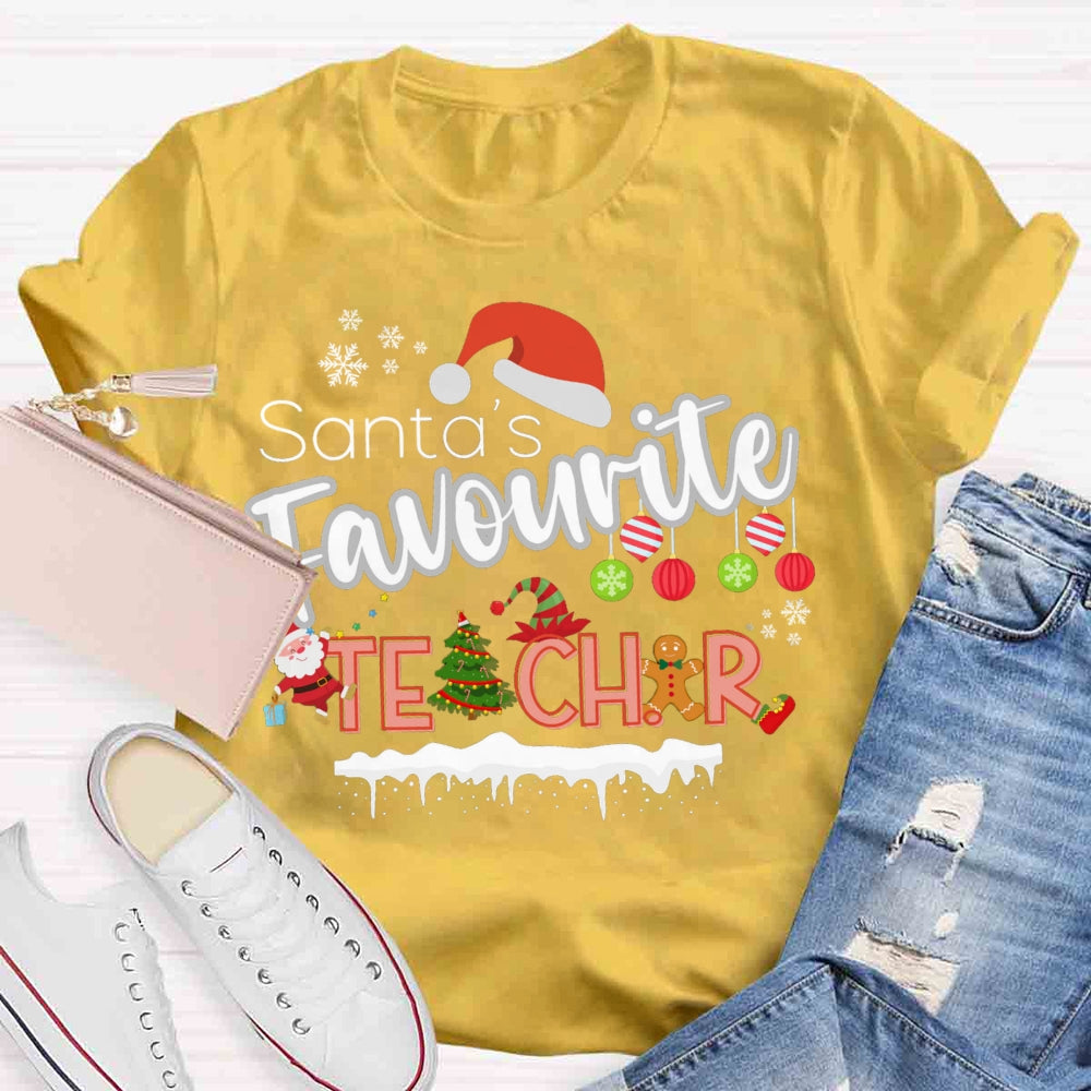 Santa's Favourite Teacher Christmas T-shirt