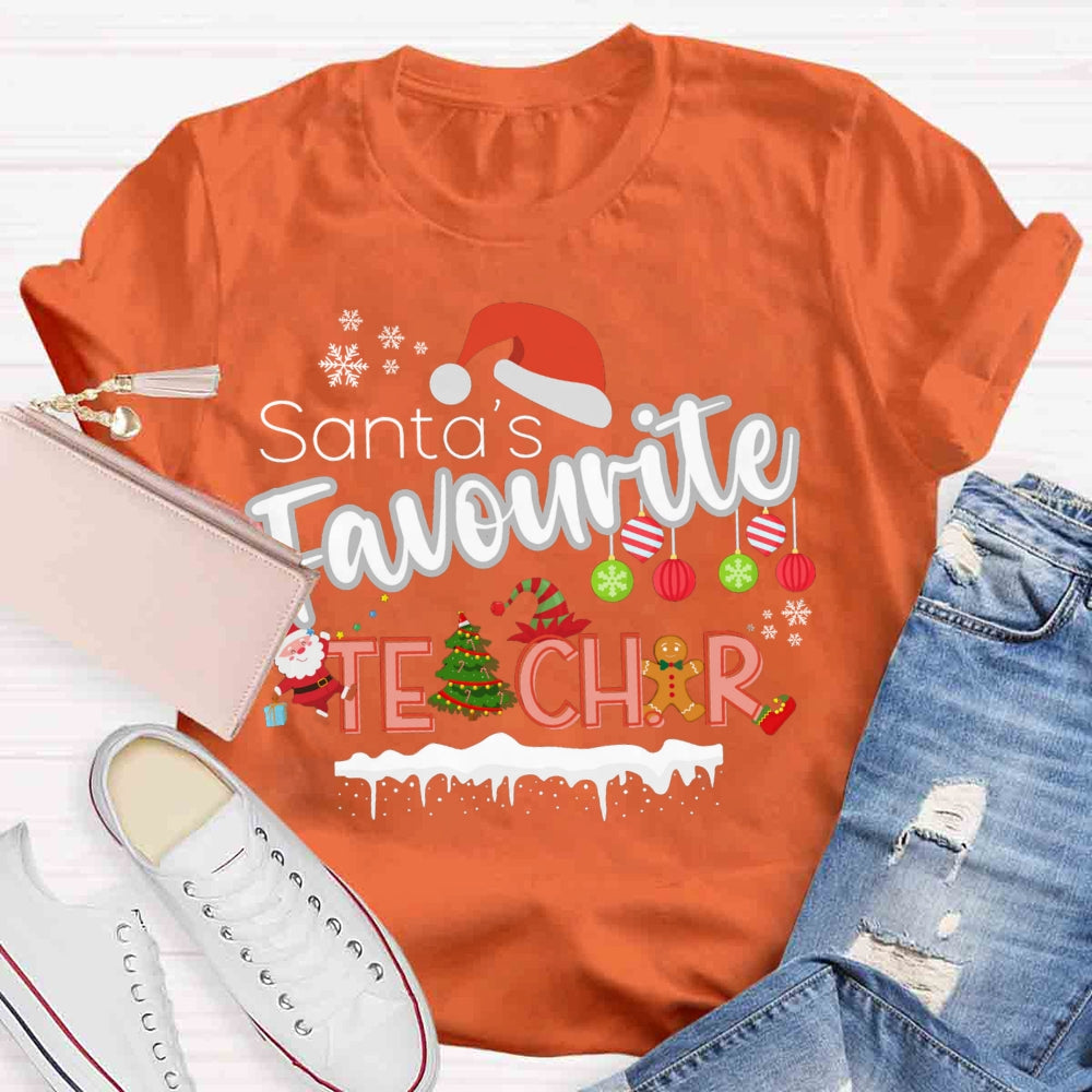 Santa's Favourite Teacher Christmas T-shirt