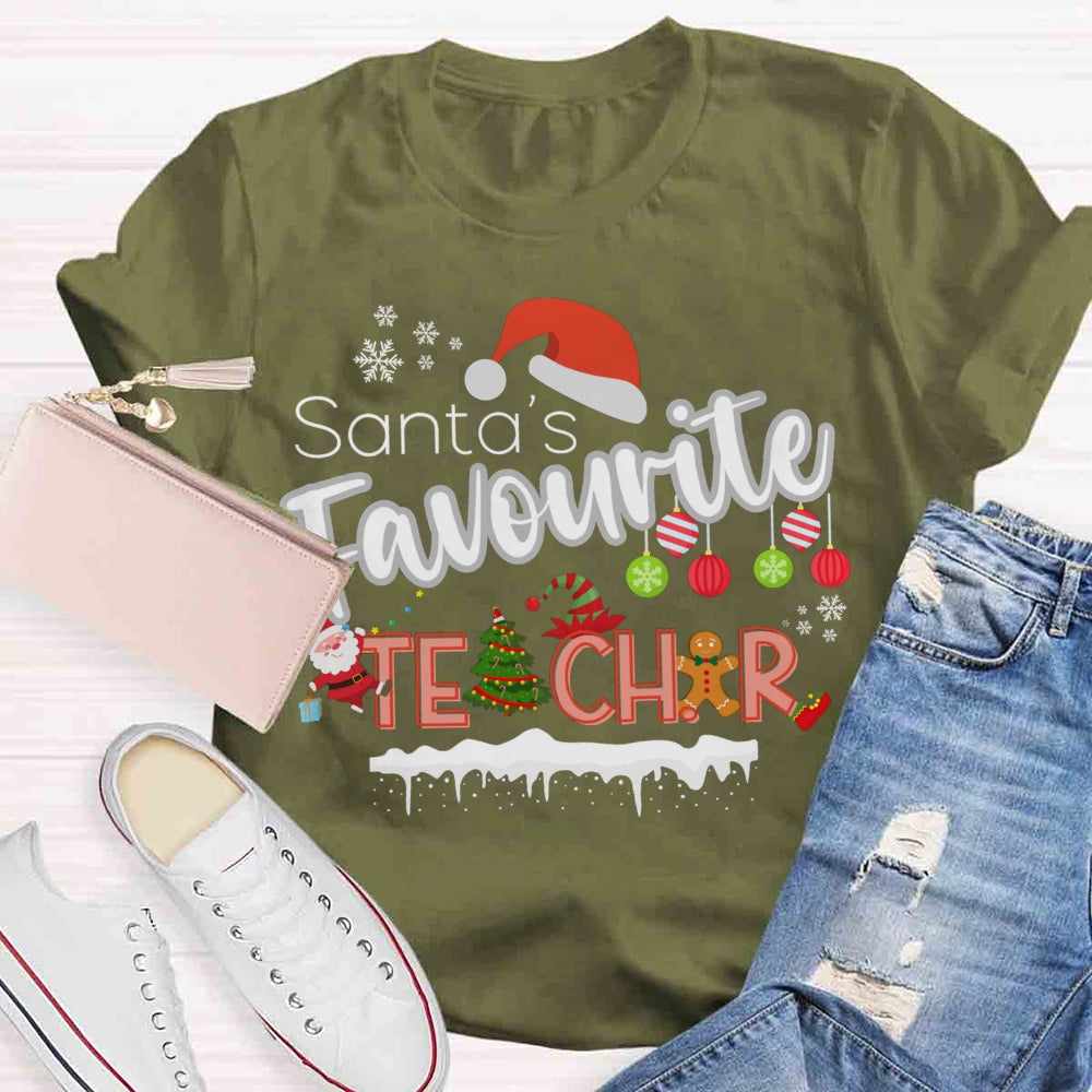 Santa's Favourite Teacher Christmas T-shirt