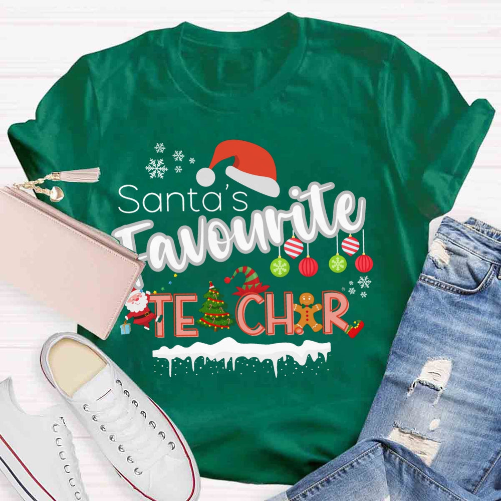 Santa's Favourite Teacher Christmas T-shirt