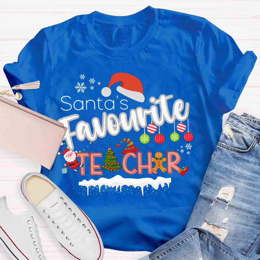 Santa's Favourite Teacher Christmas T-shirt