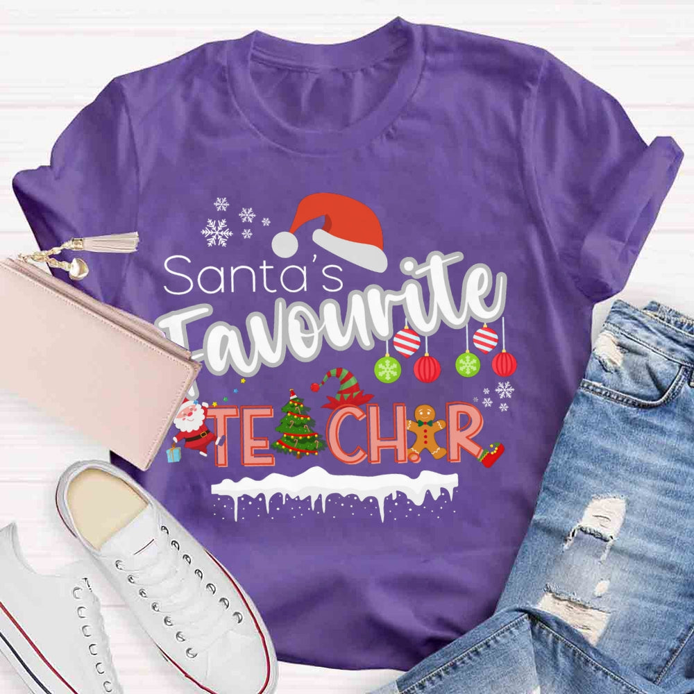 Santa's Favourite Teacher Christmas T-shirt