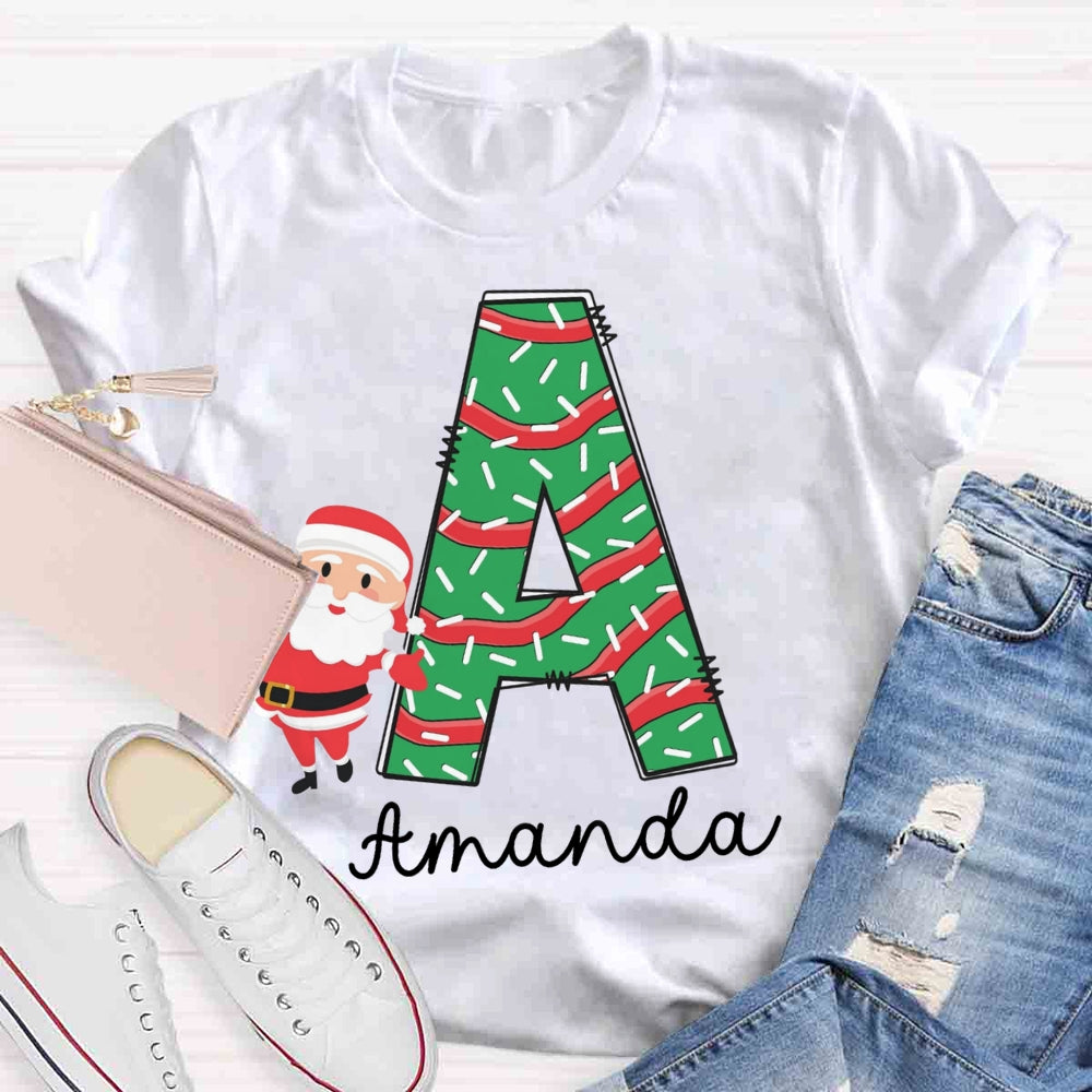 Personalized Name Initials Santa Claus T-shirt