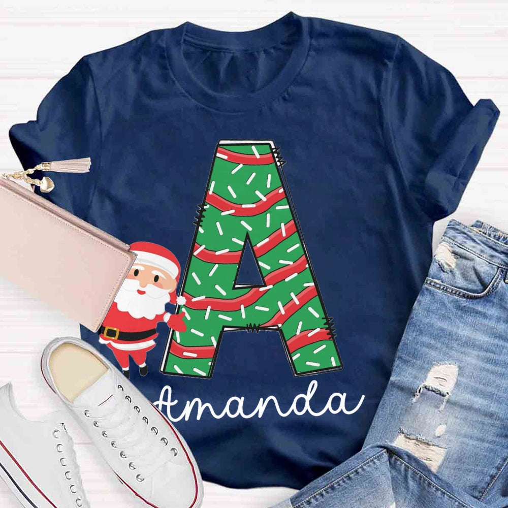 Personalized Name Initials Santa Claus T-shirt