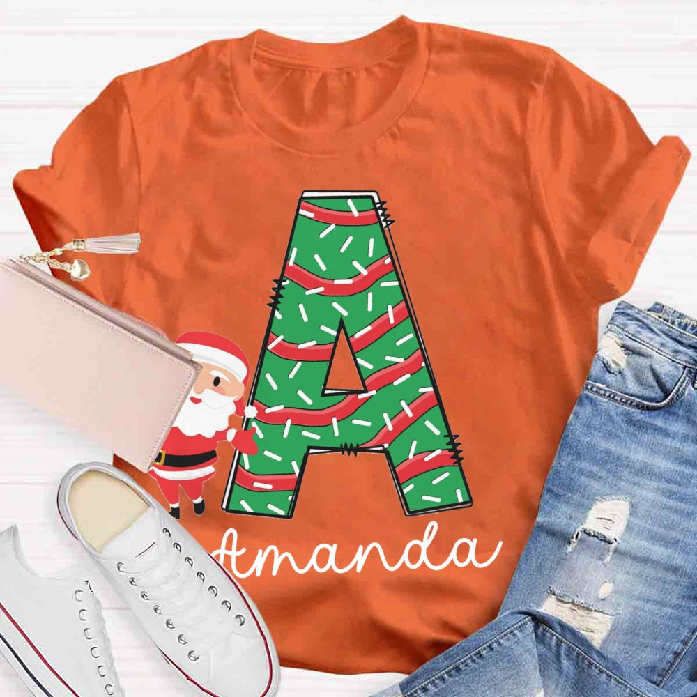 Personalized Name Initials Santa Claus T-shirt