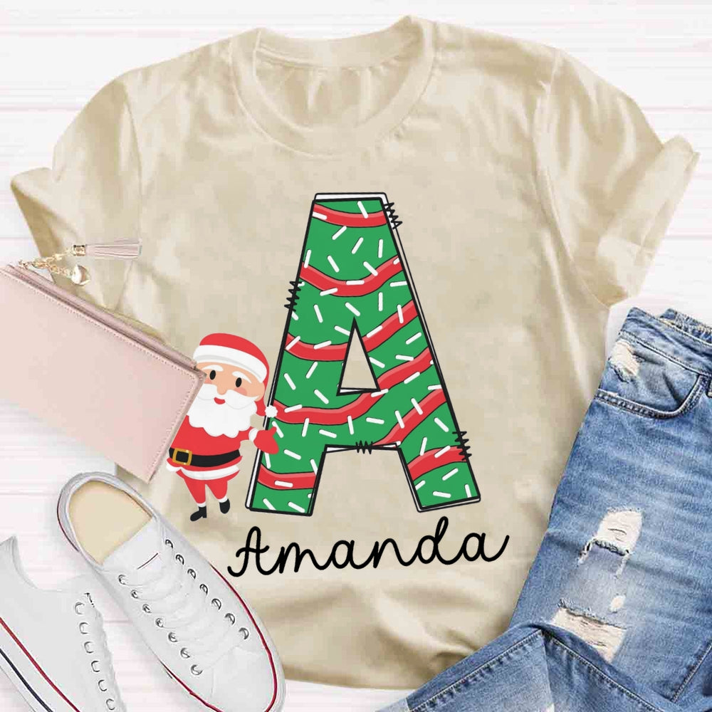 Personalized Name Initials Santa Claus T-shirt