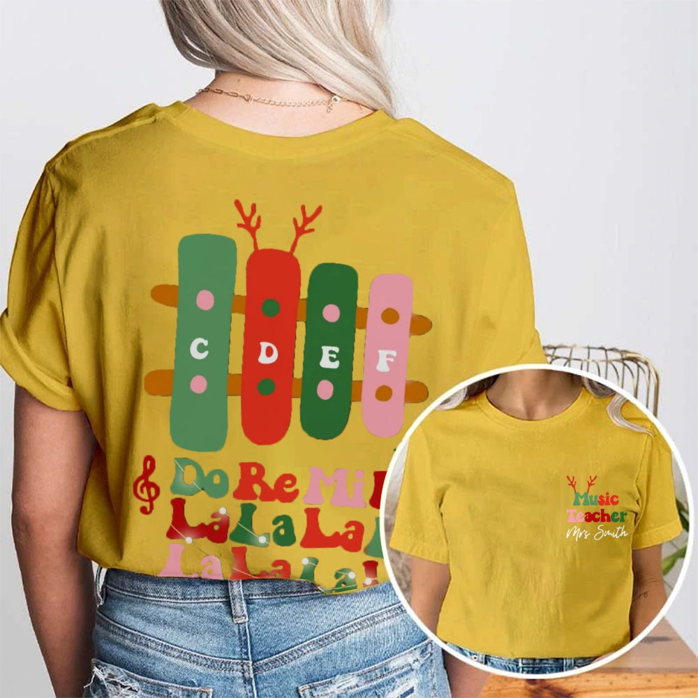 Personalized Music Teacher Name Double T-shirt