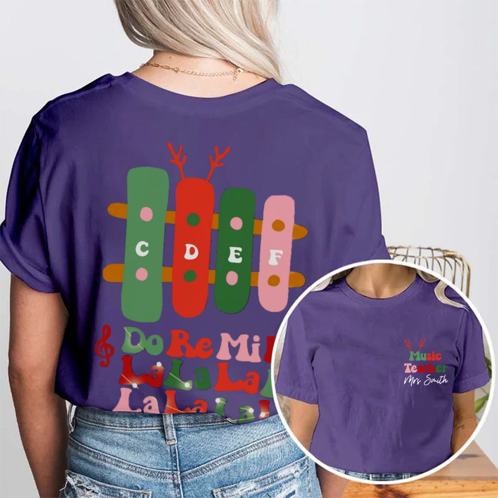 Personalized Music Teacher Name Double T-shirt