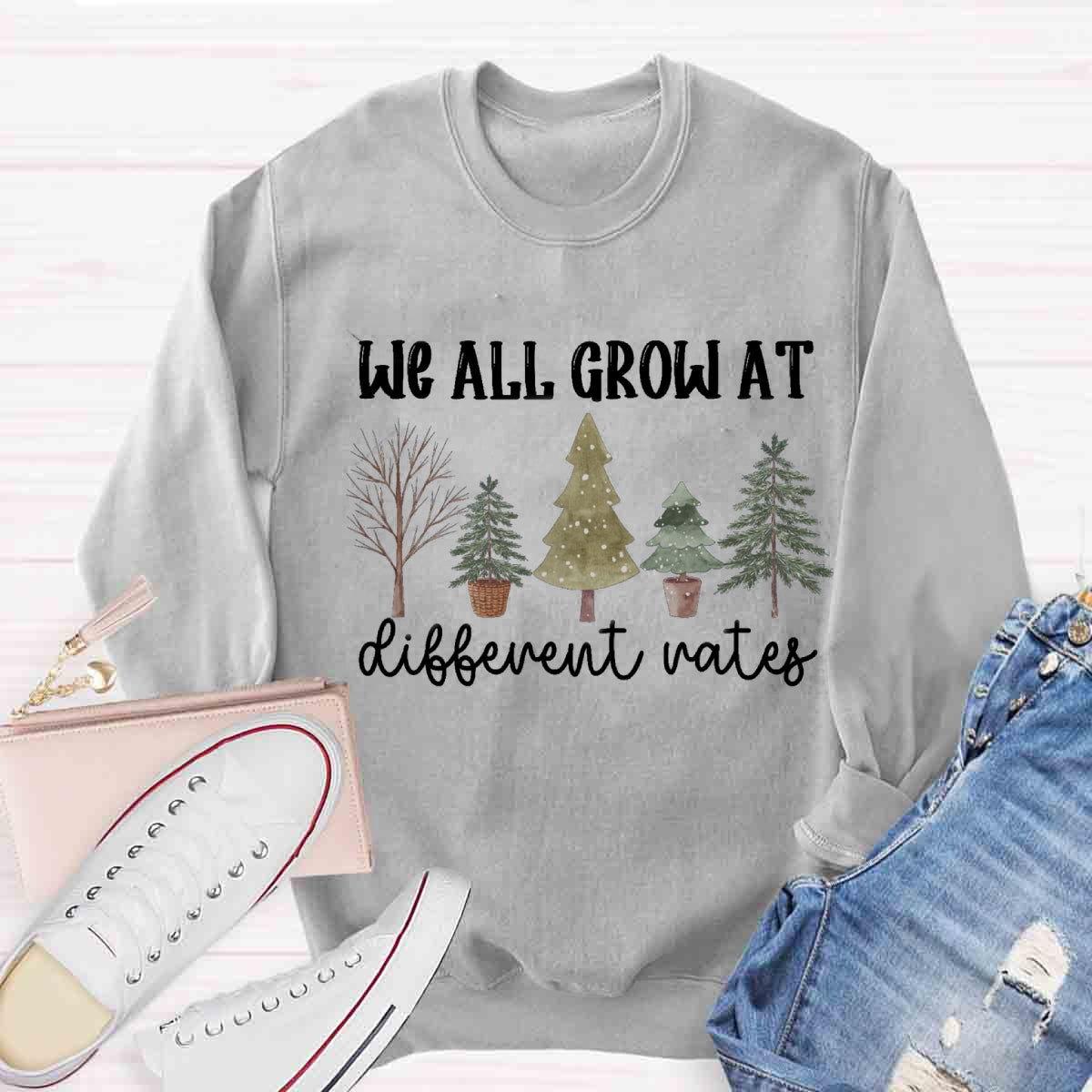 We All Grow At Different Way Christmas Tree Sweatshirt