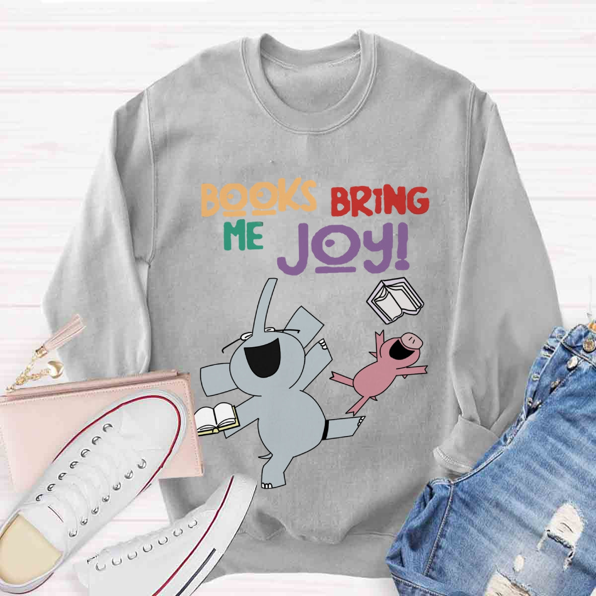 Books Bring Me Joy Elephant Sweatshirt