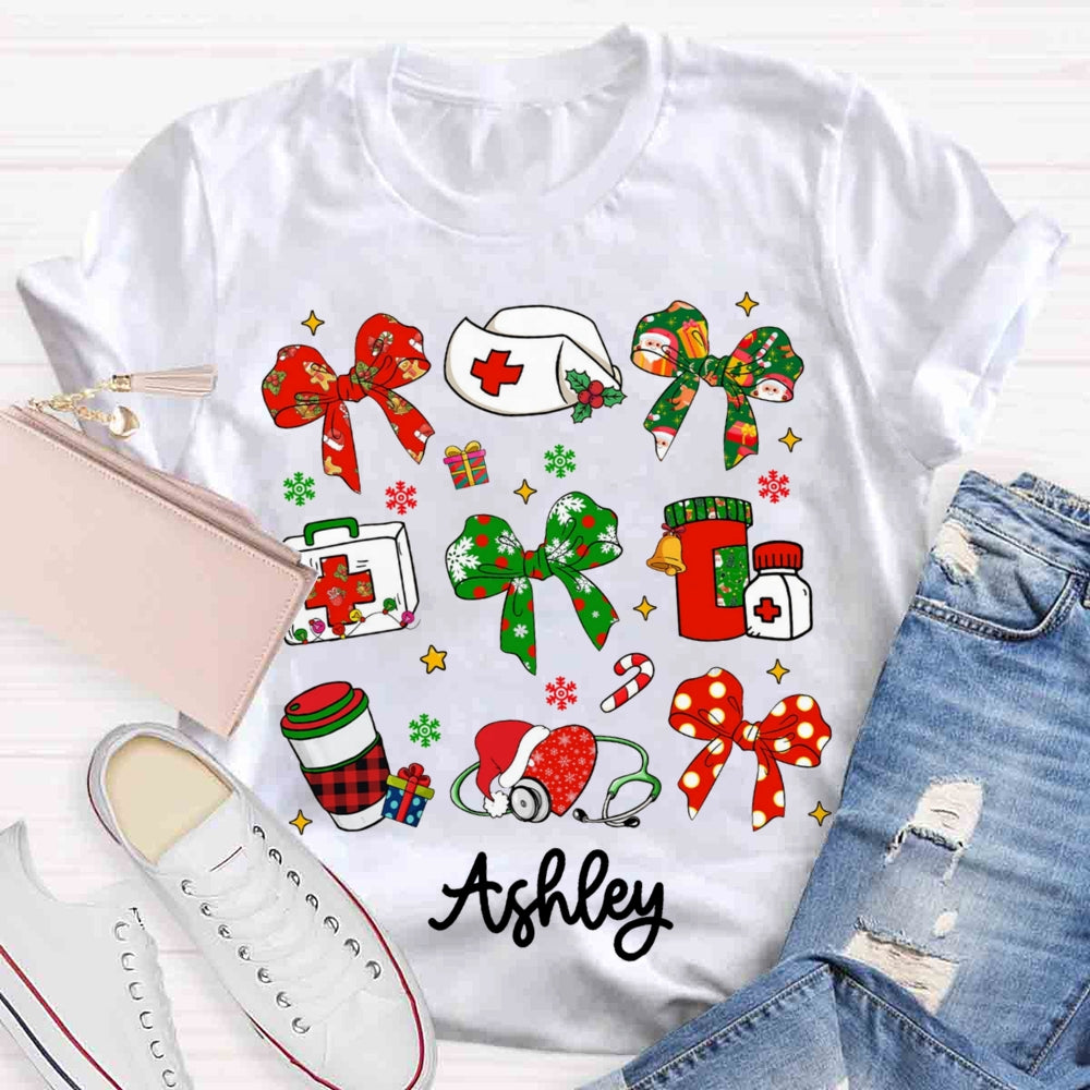 Personalized School Nurse Name Christams T-shirt