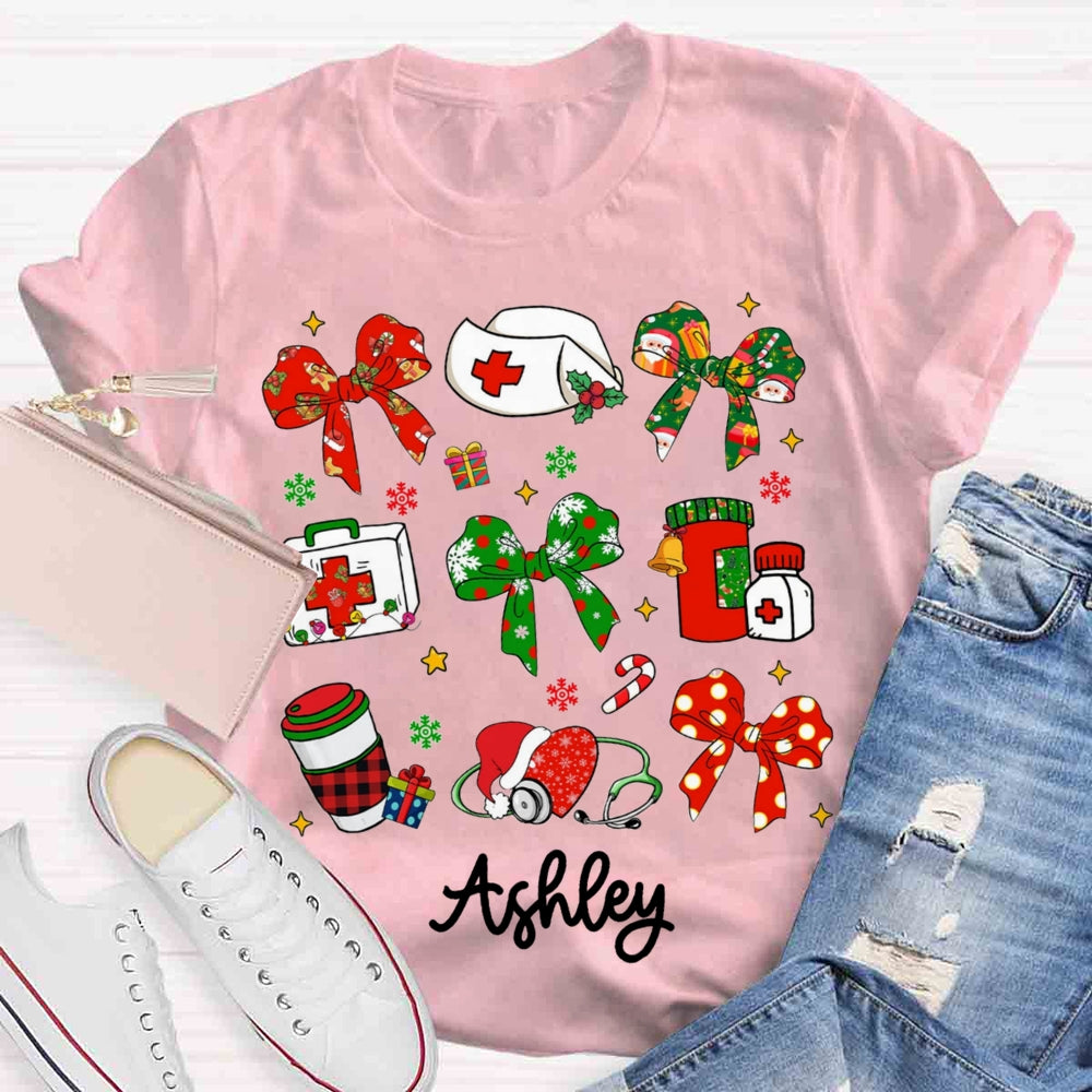 Personalized School Nurse Name Christams T-shirt