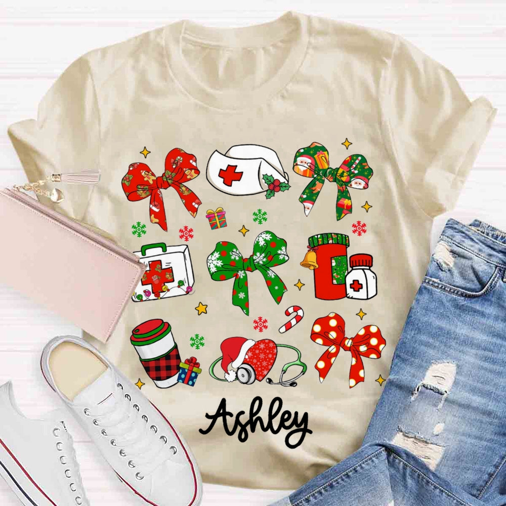 Personalized School Nurse Name Christams T-shirt