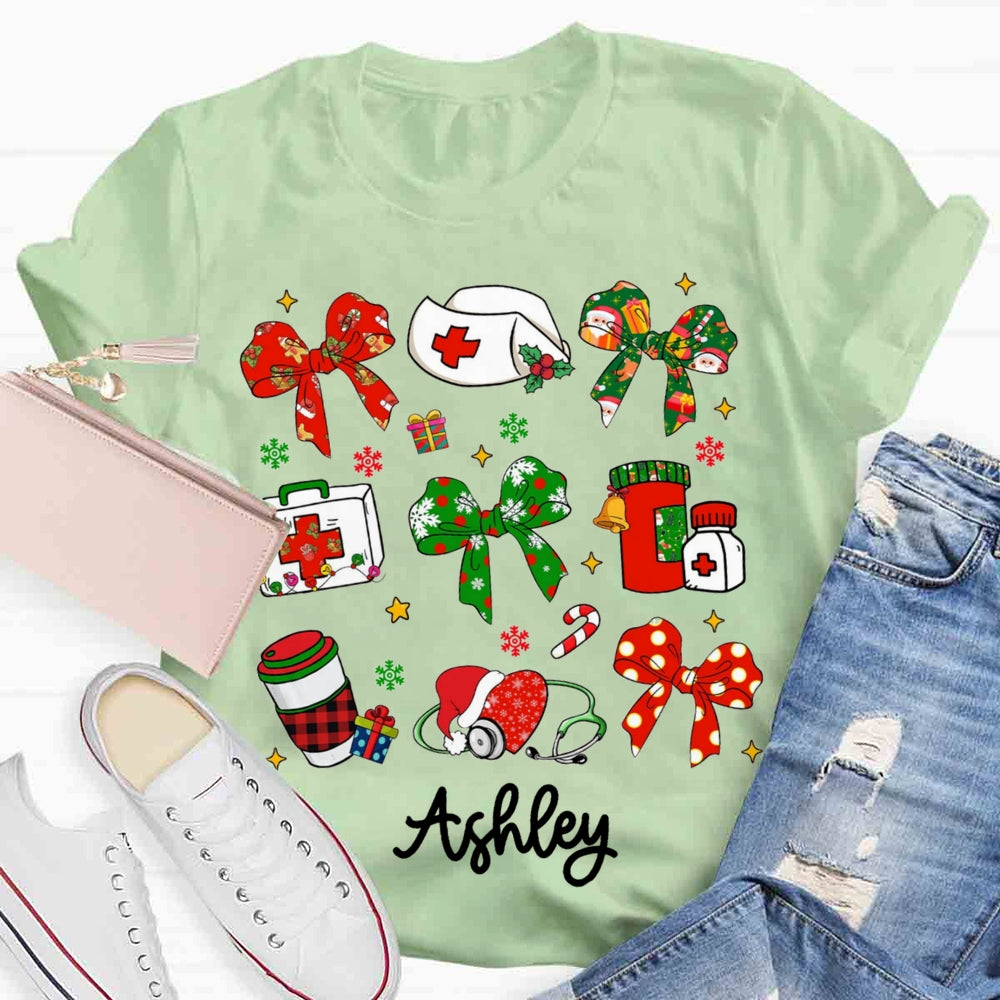 Personalized School Nurse Name Christams T-shirt