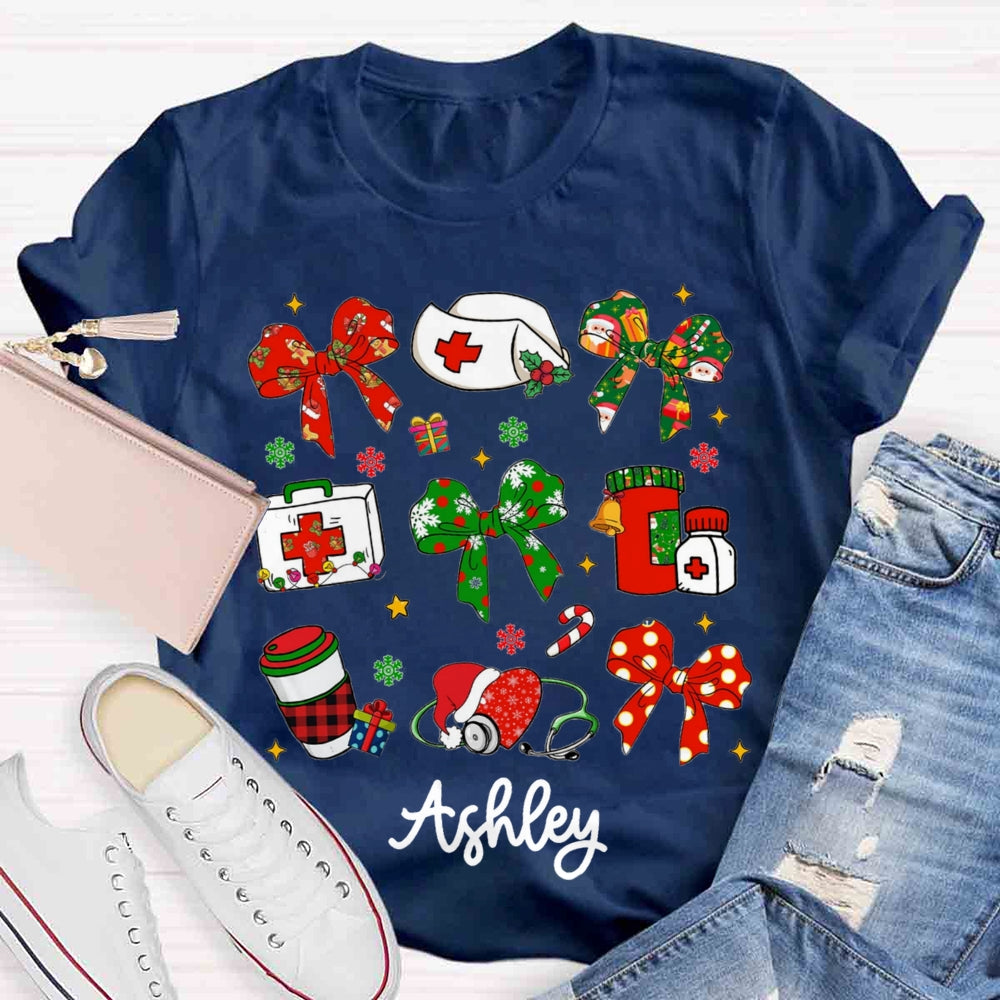 Personalized School Nurse Name Christams T-shirt