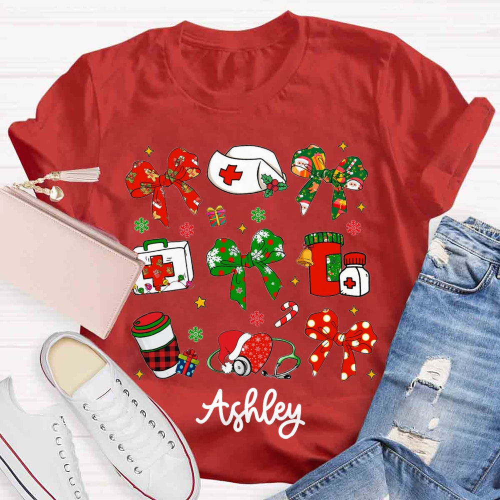 Personalized School Nurse Name Christams T-shirt