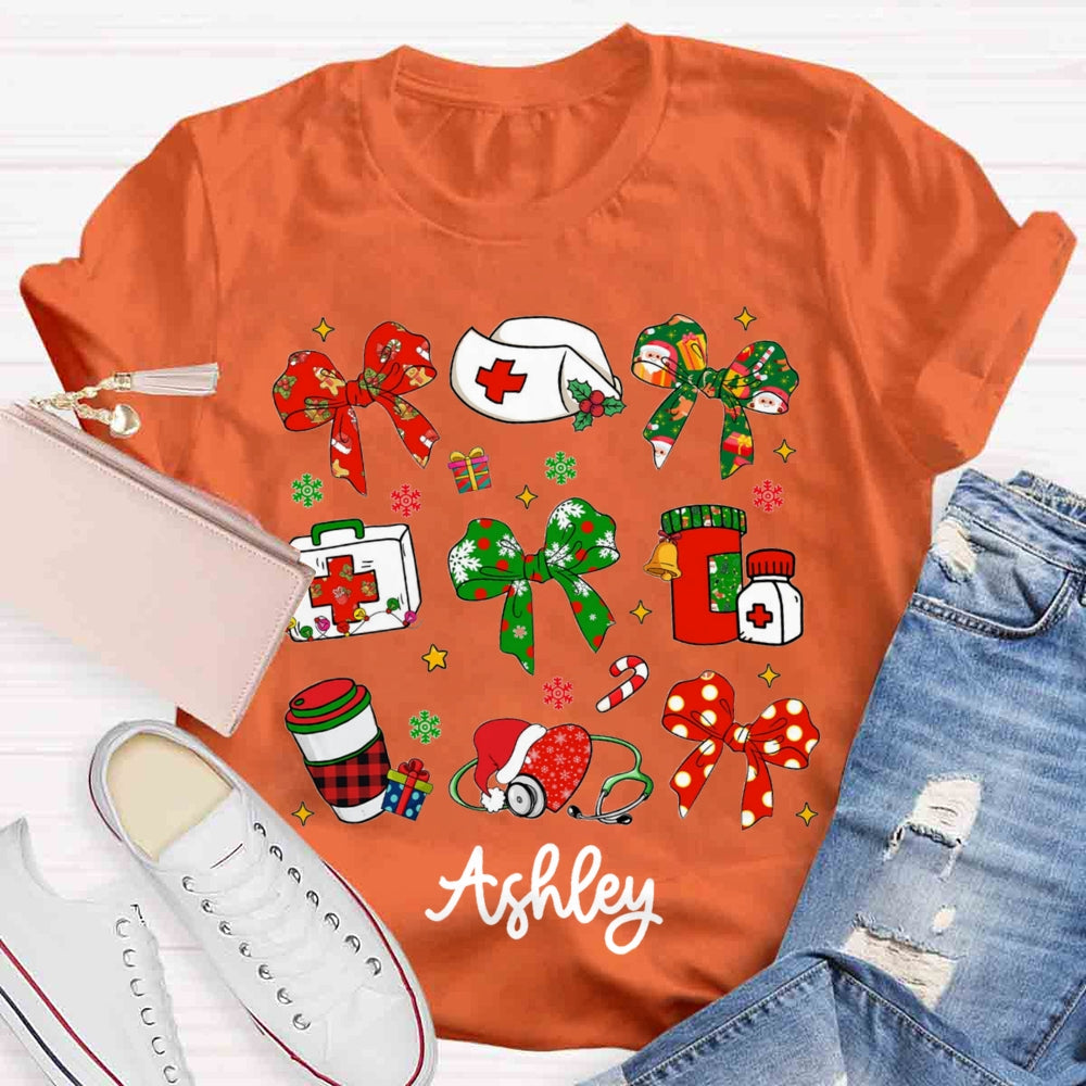 Personalized School Nurse Name Christams T-shirt