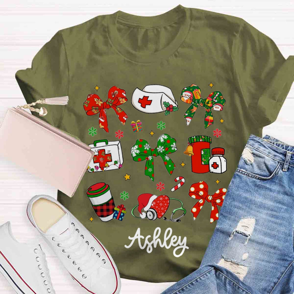 Personalized School Nurse Name Christams T-shirt