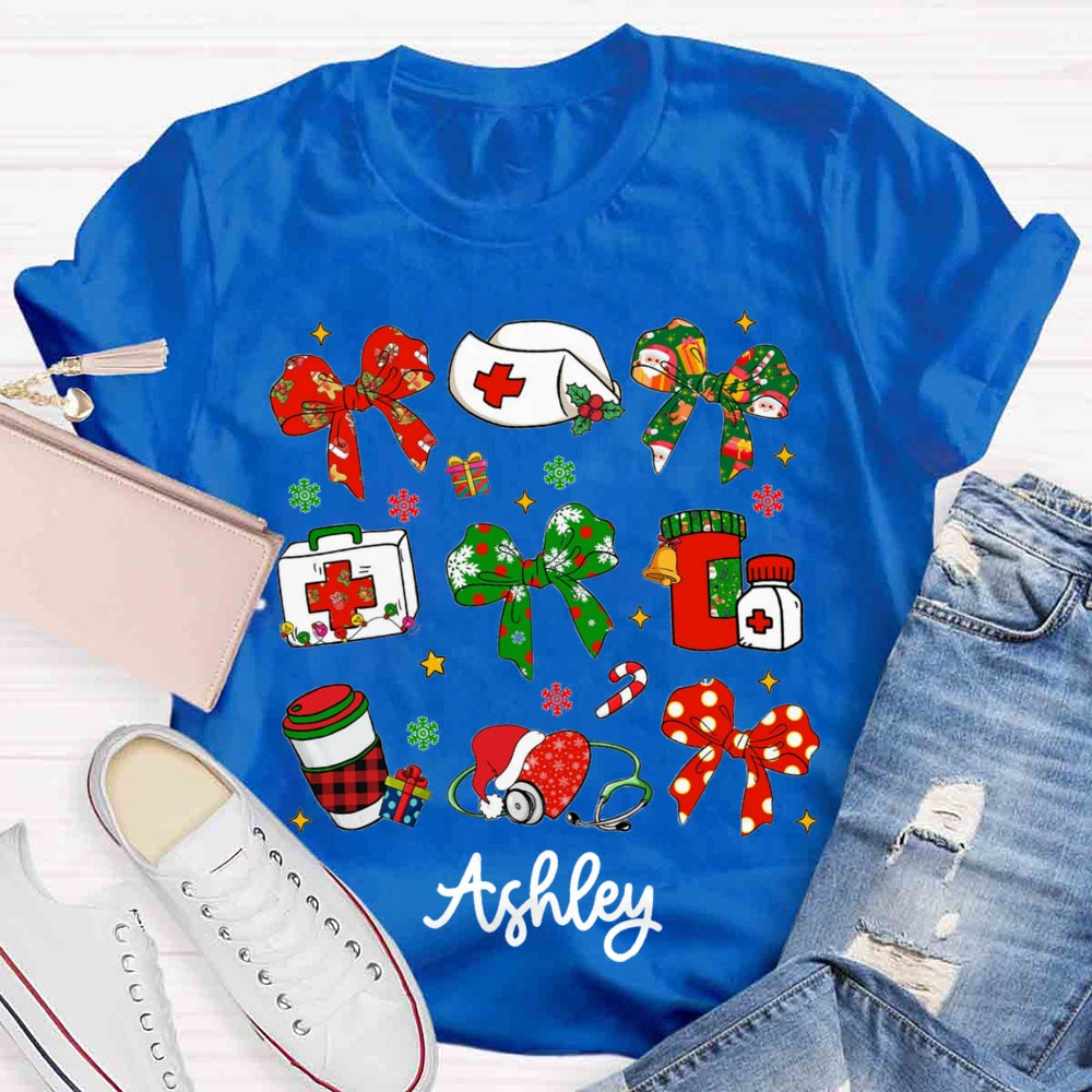 Personalized School Nurse Name Christams T-shirt