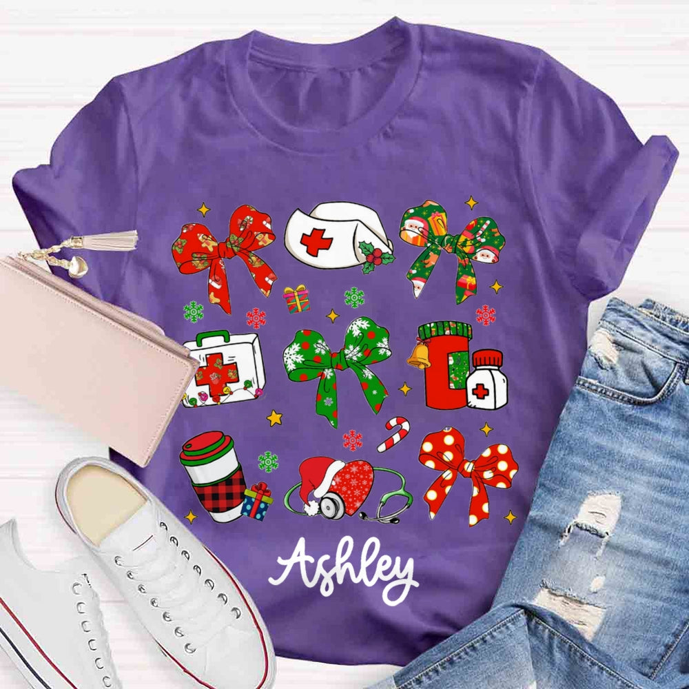 Personalized School Nurse Name Christams T-shirt