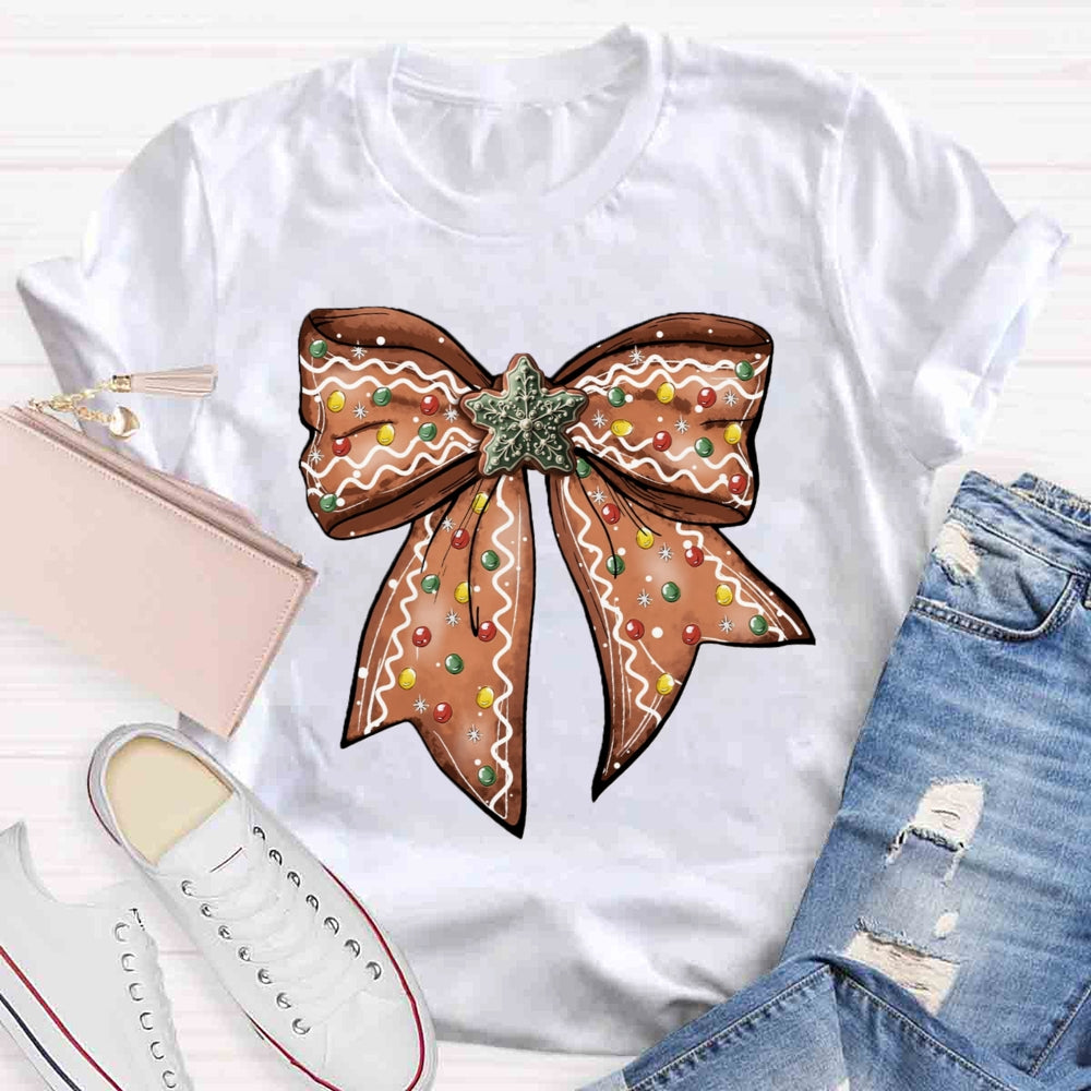 Christmas Gingerbread Bow T-shirt