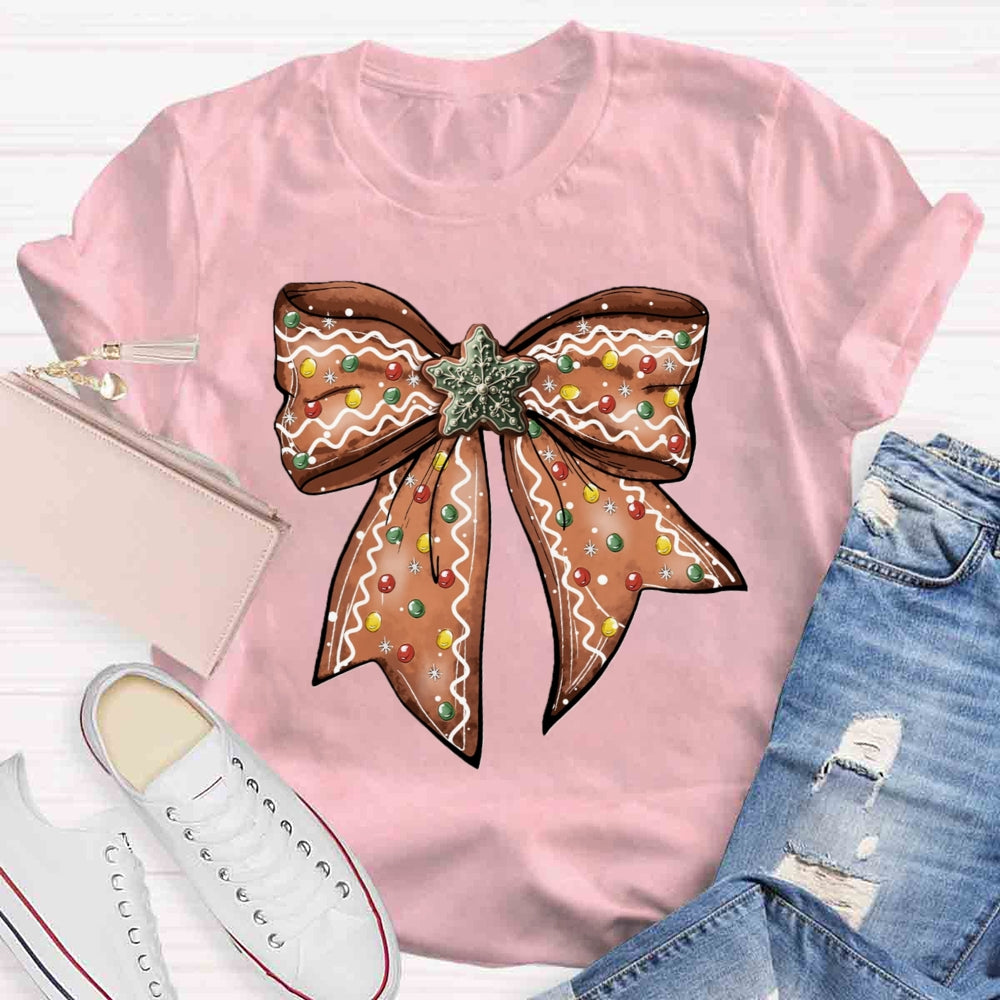 Christmas Gingerbread Bow T-shirt