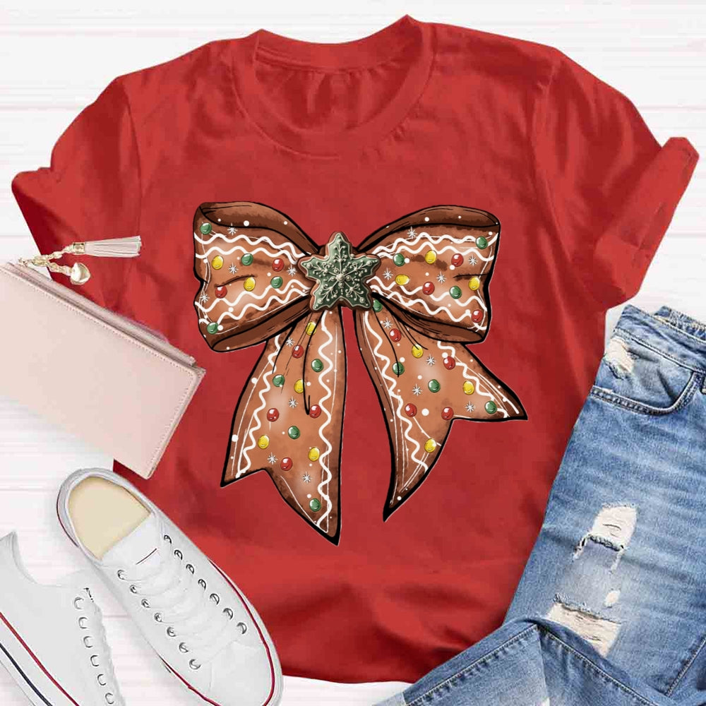 Christmas Gingerbread Bow T-shirt