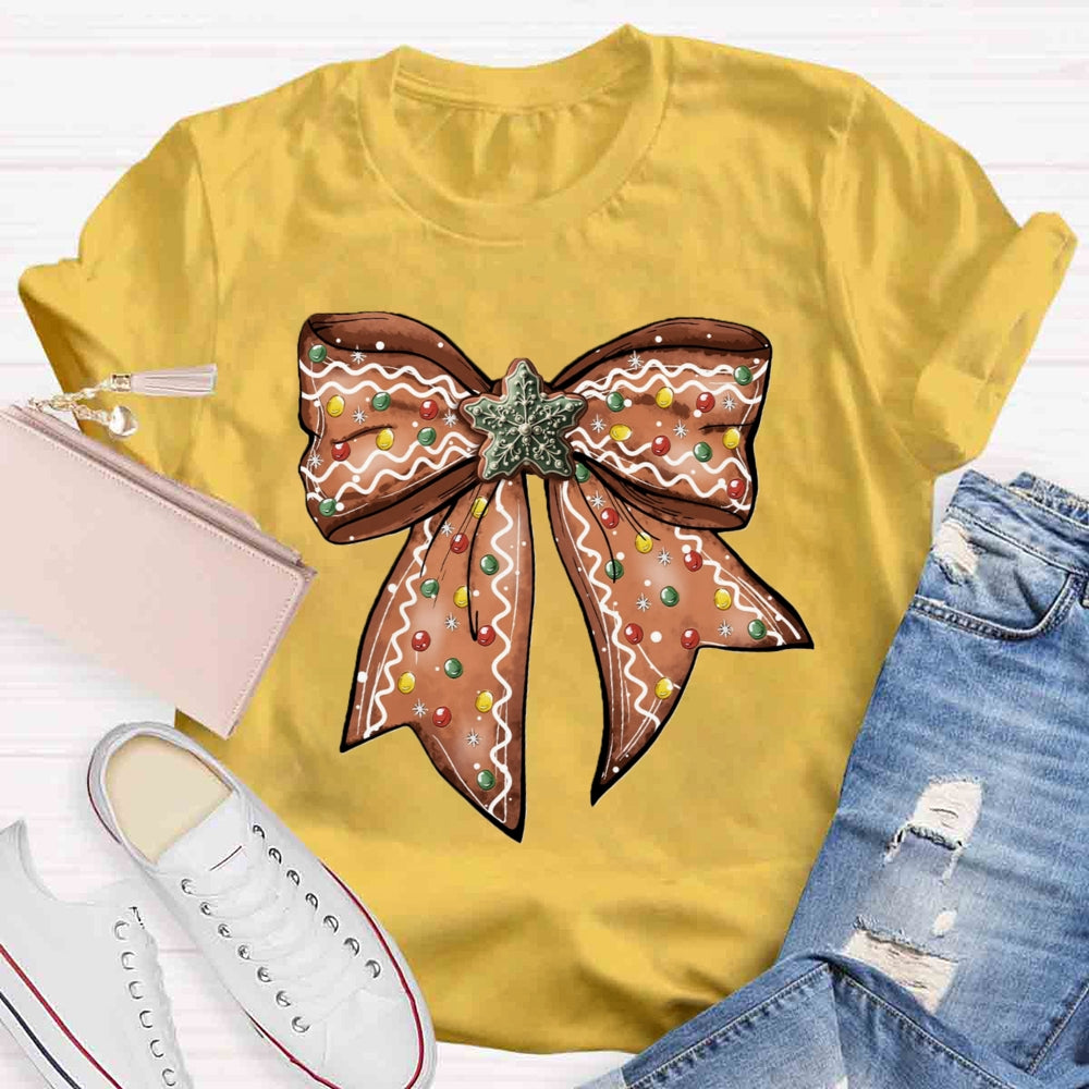 Christmas Gingerbread Bow T-shirt