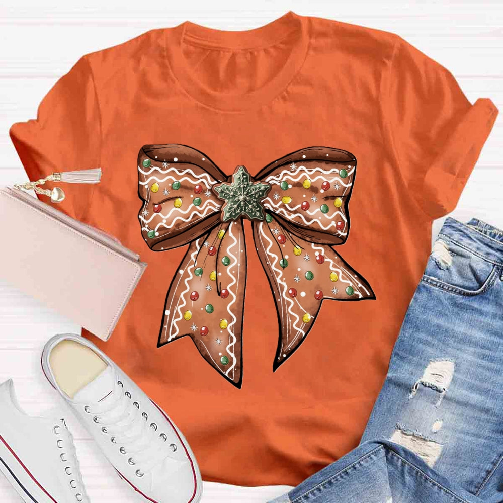 Christmas Gingerbread Bow T-shirt