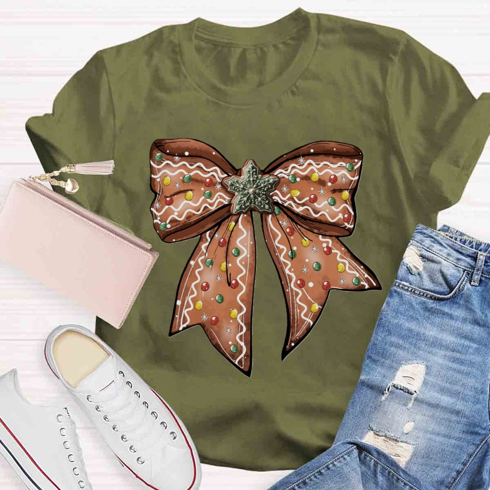 Christmas Gingerbread Bow T-shirt