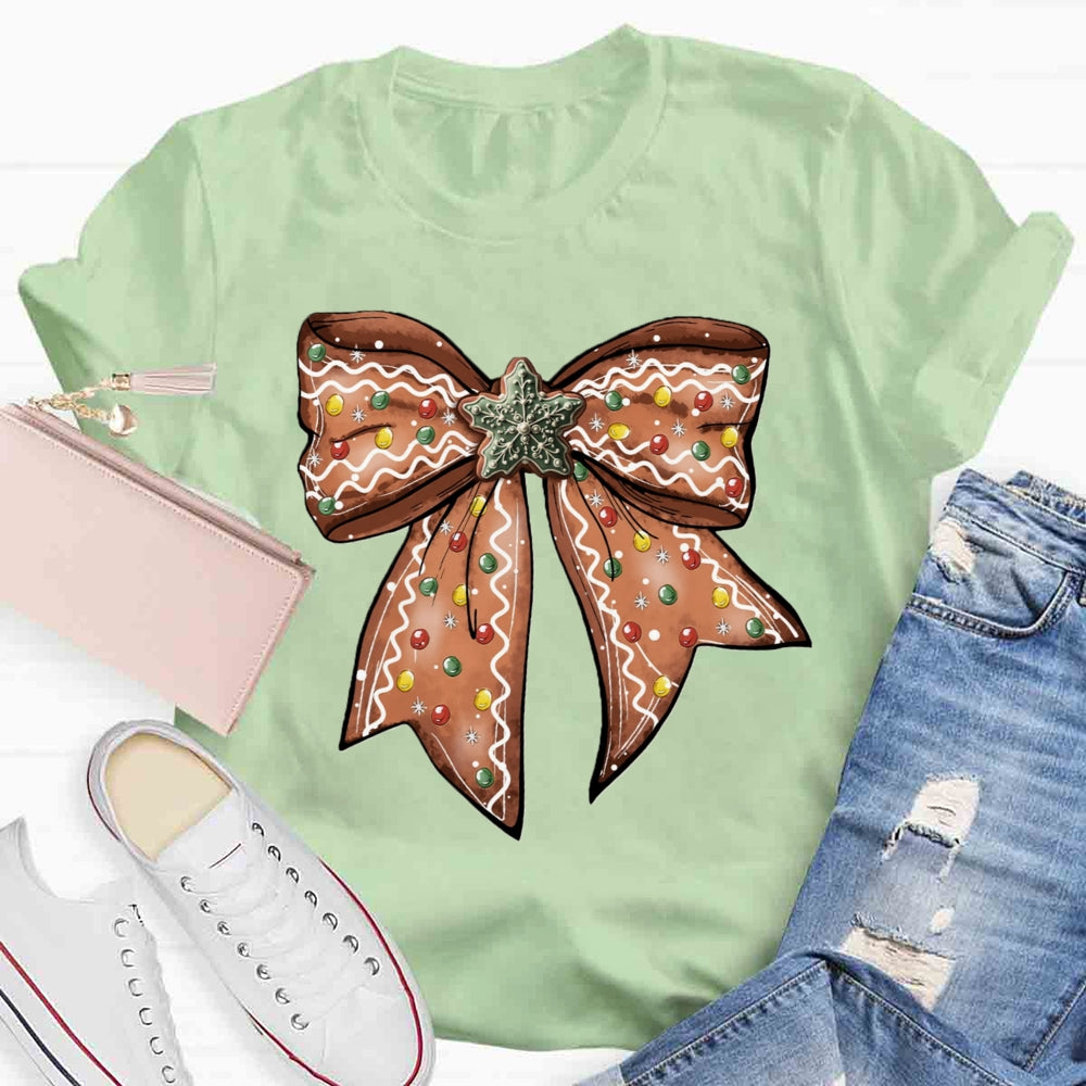 Christmas Gingerbread Bow T-shirt