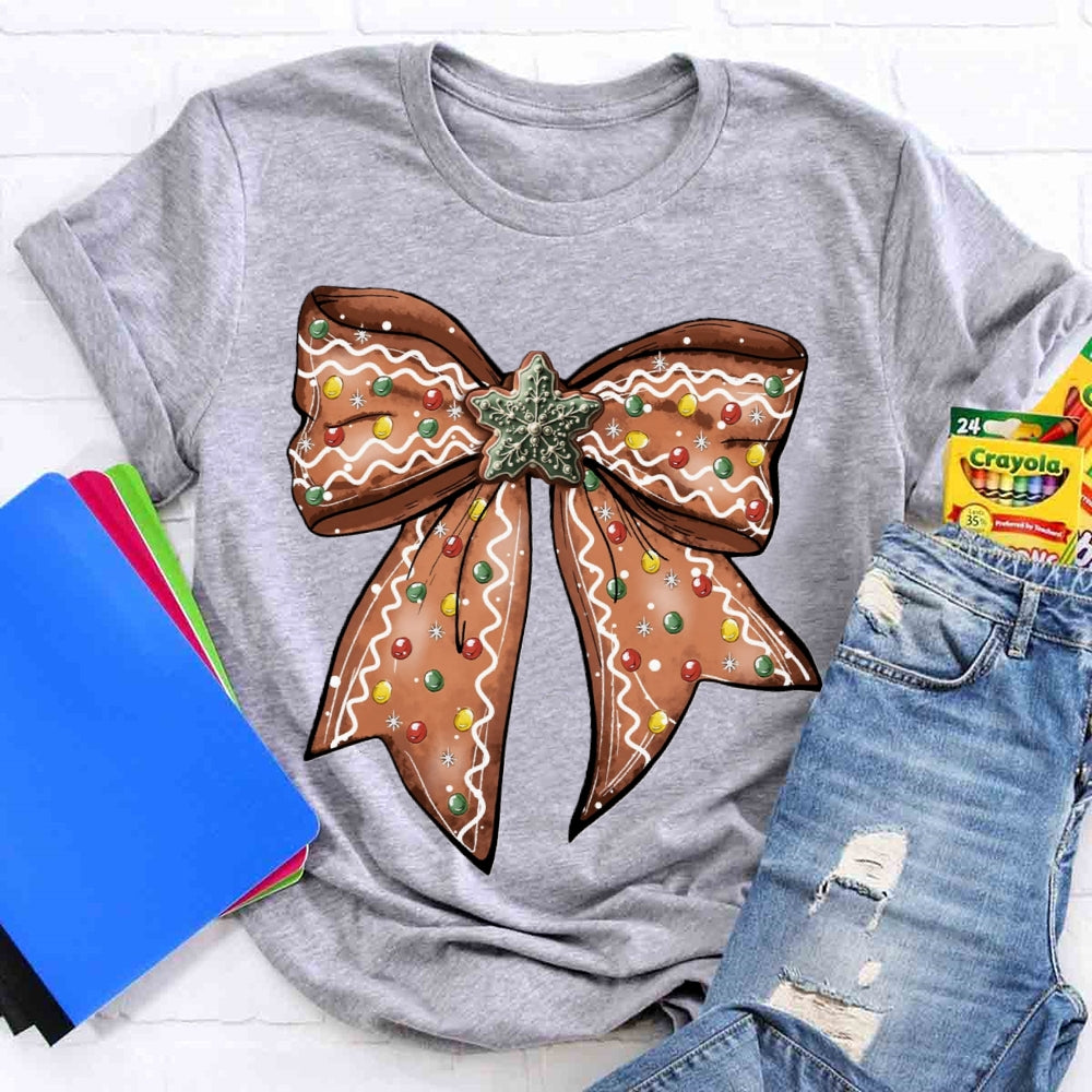 Christmas Gingerbread Bow T-shirt