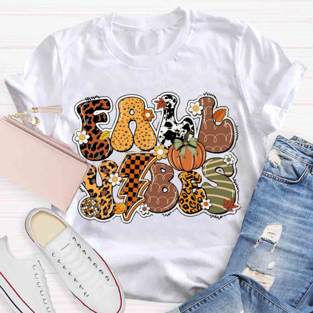 Fall Vibes Pumpkin Design T-shirt