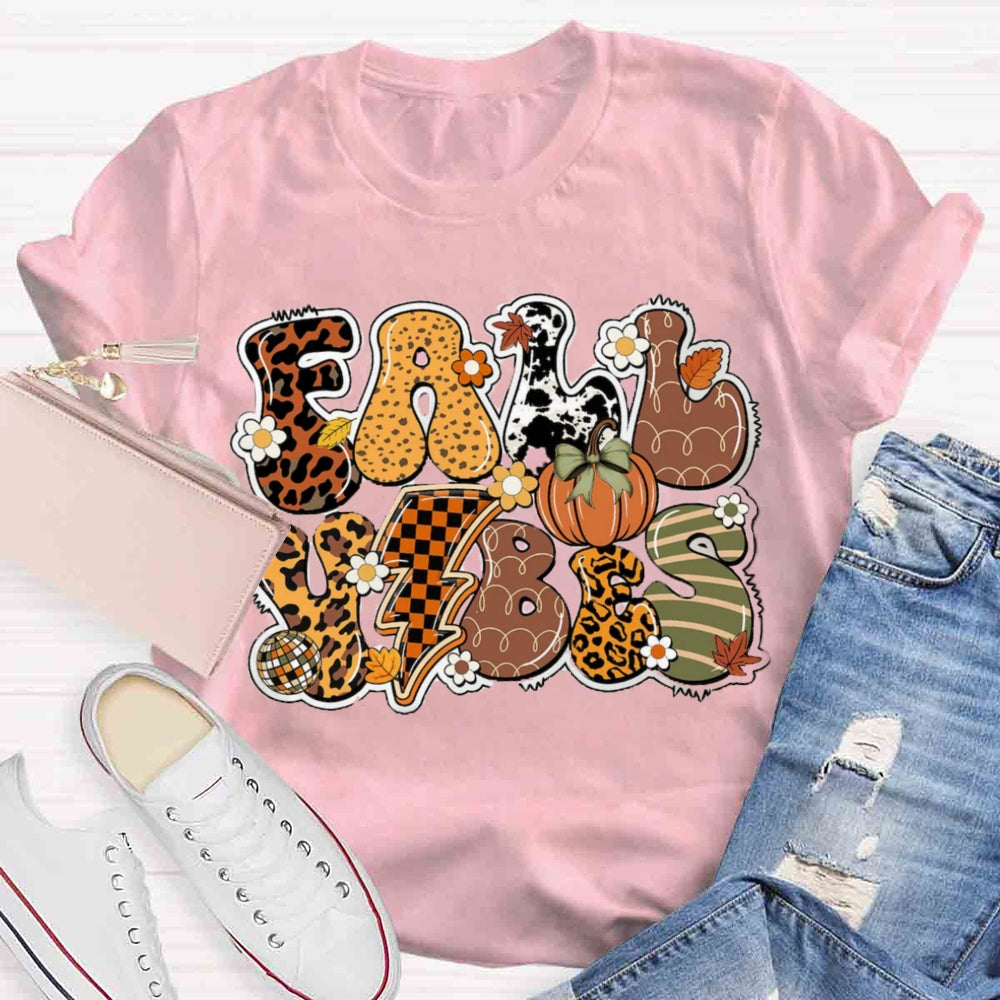 Fall Vibes Pumpkin Design T-shirt