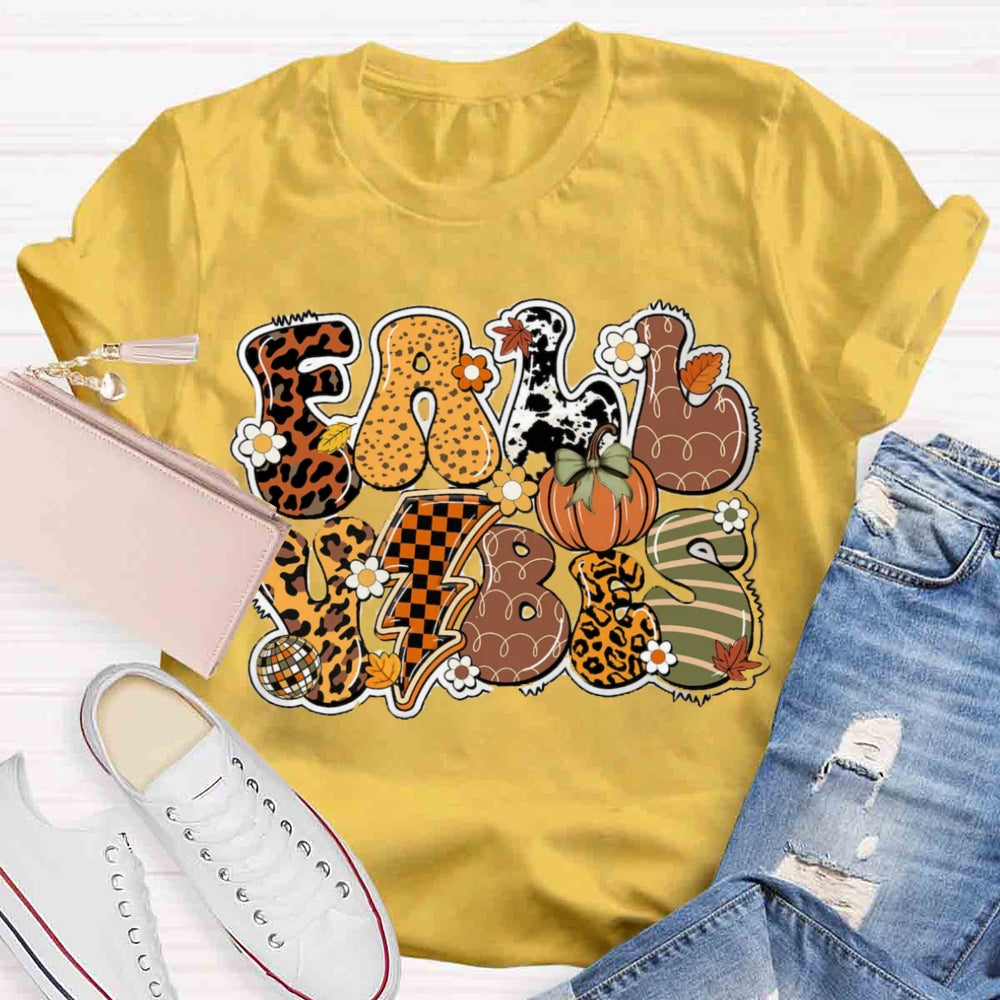 Fall Vibes Pumpkin Design T-shirt