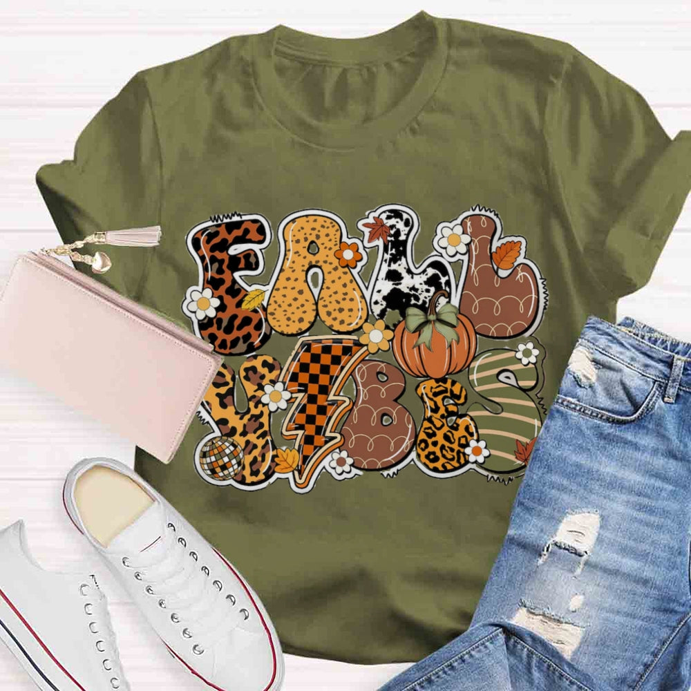 Fall Vibes Pumpkin Design T-shirt