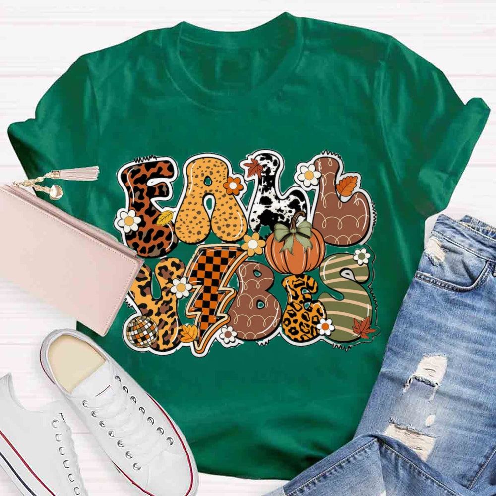 Fall Vibes Pumpkin Design T-shirt