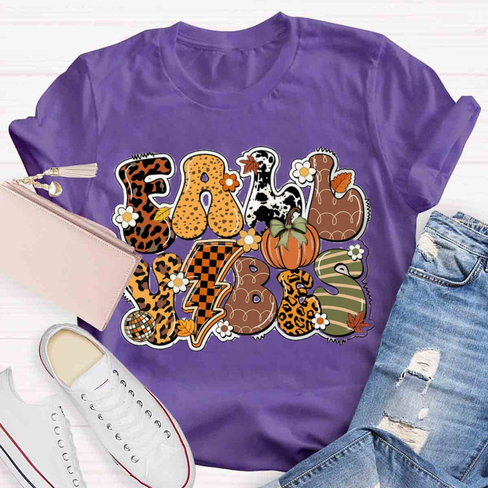 Fall Vibes Pumpkin Design T-shirt