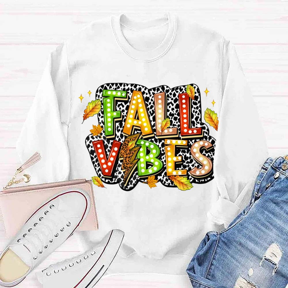 Fall Vibes Dot Leaves Sweatshirt