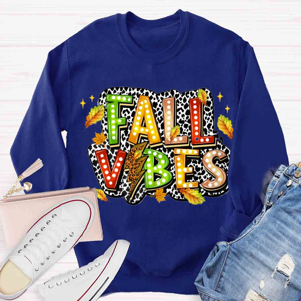 Fall Vibes Dot Leaves Sweatshirt