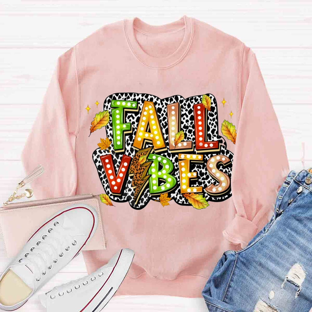 Fall Vibes Dot Leaves Sweatshirt